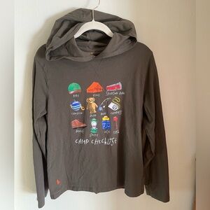 Polo Ralph Lauren Kids XL Or Women’s Camp Checklist Hoodie Army Green All Cotton